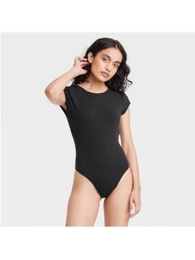 NWT JoyLab black low back short sleeve active bodysuit extra small XS